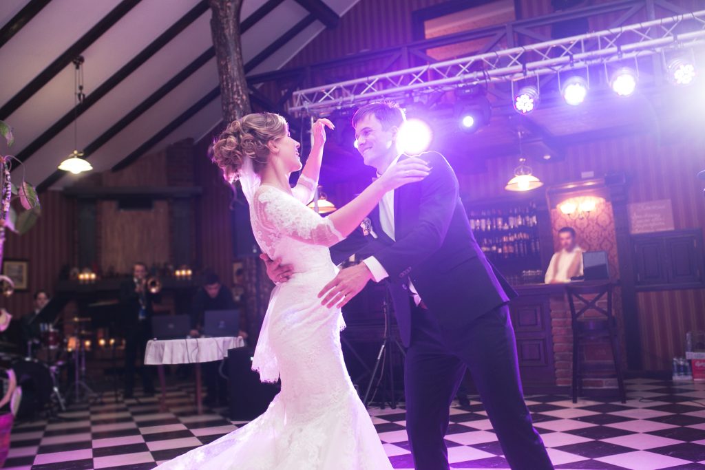 beautiful bride and groom dancing the first dance